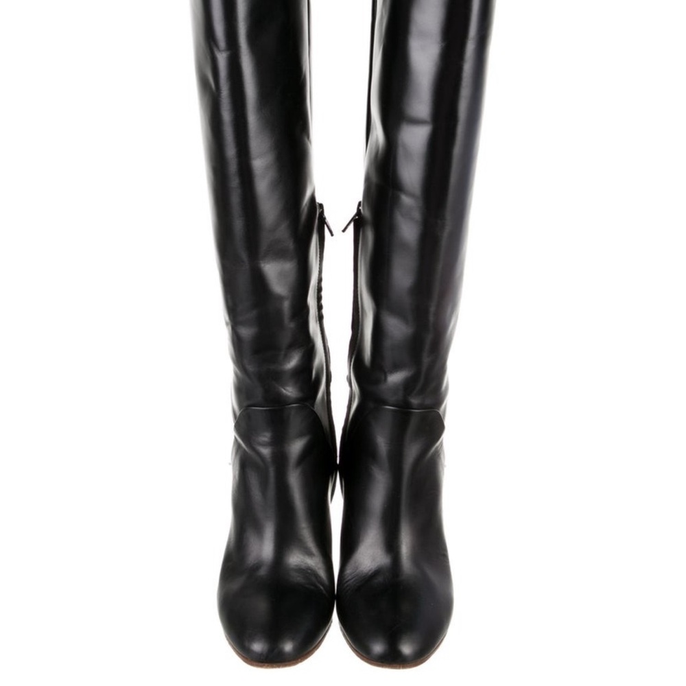 Sezane Black Leather Knee-High Heeled Boot - Picture 4 of 6